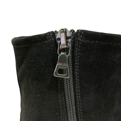 Prada Pointed Toe Suede Short Boots Black