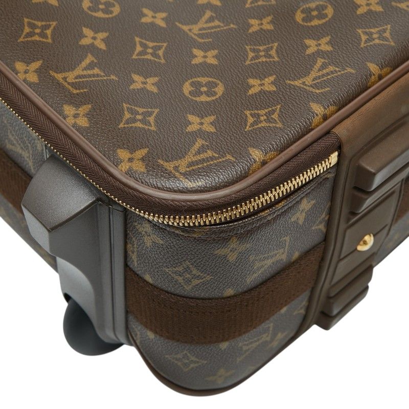 Louis Vuitton Monogram Pegase 55 Travel Bag Suitcase Brown Leather S