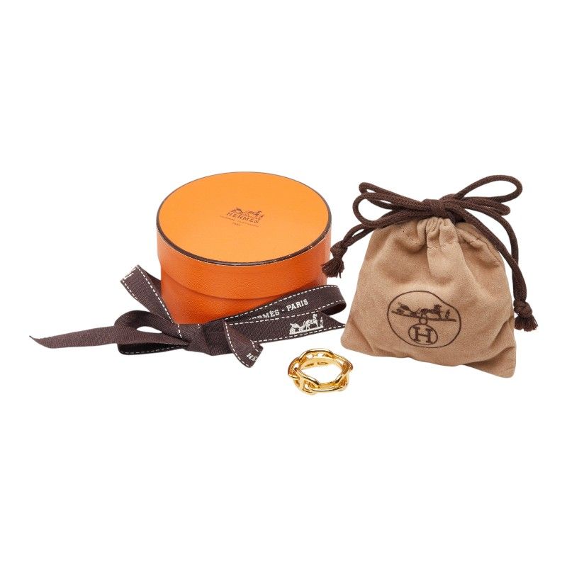 Hermes Lucade Chaine D'ancre Scarf Ring Gold Plated