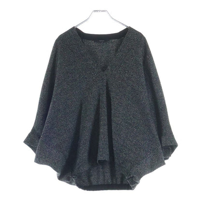 Gucci Mixed Tweed Pullover Dolman Sleeve Poncho Black