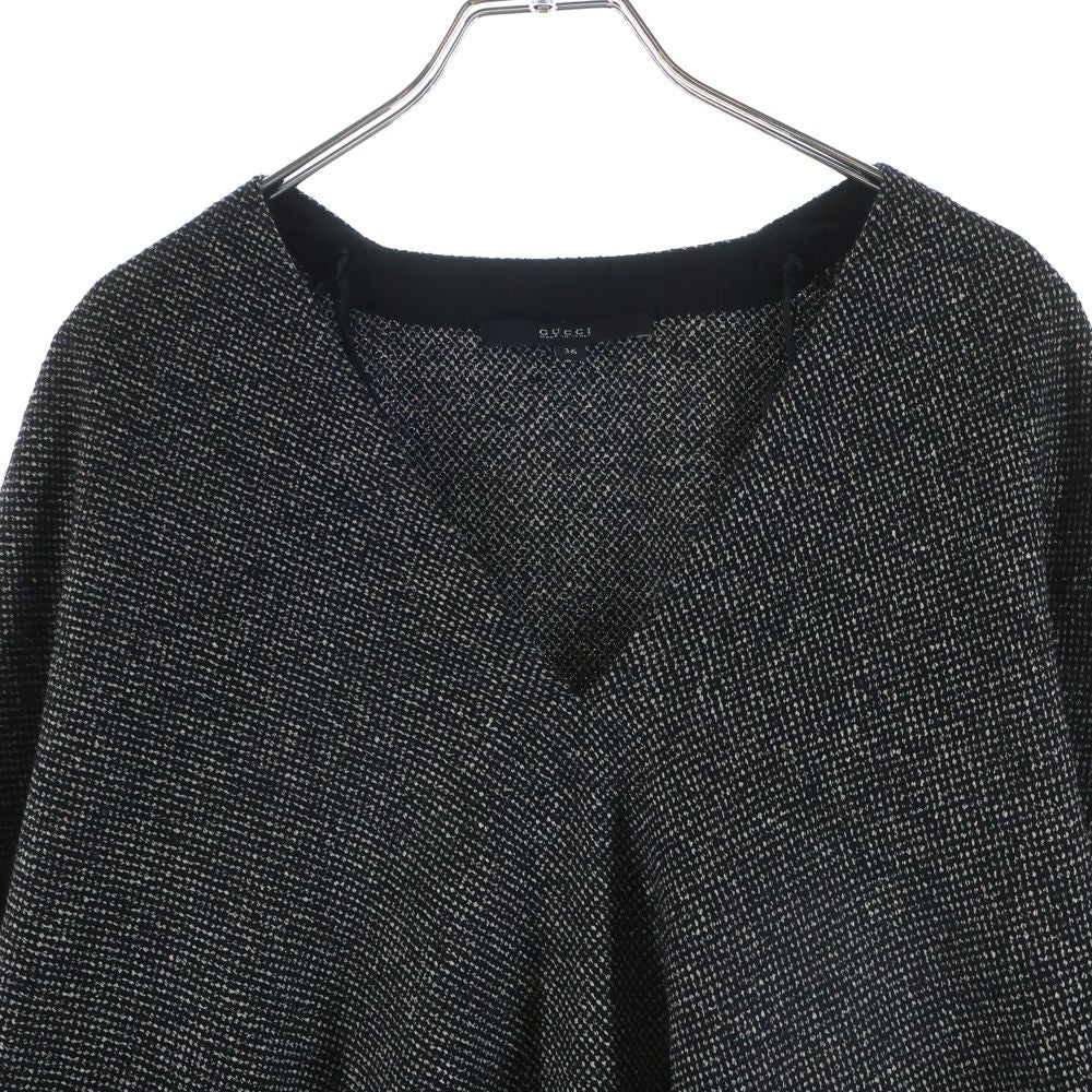 Gucci Mixed Tweed Pullover Dolman Sleeve Poncho Black