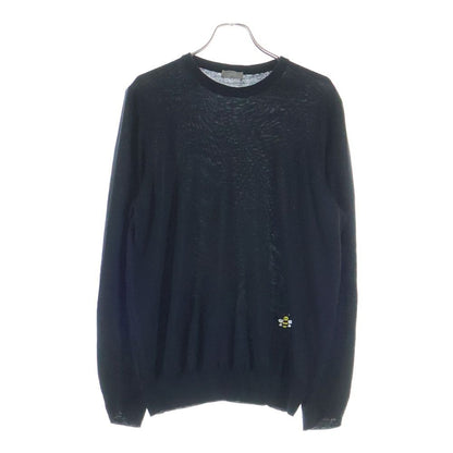 Dior Kaws Bee Embroidery Crew Neck Long Sleeve Knit Sweater Black