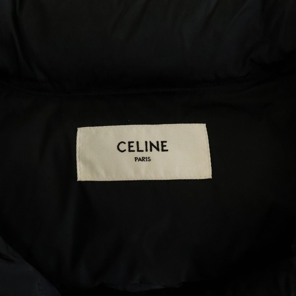 Celine Triomphe Patch Monogram Quilted Stand Collar Padded Vest Black