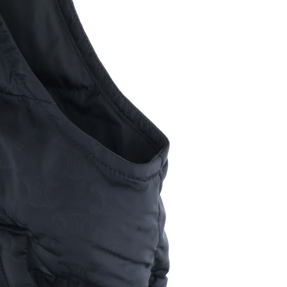 Celine Triomphe Patch Monogram Quilted Stand Collar Padded Vest Black