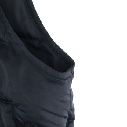 Celine Triomphe Patch Monogram Quilted Stand Collar Padded Vest Black