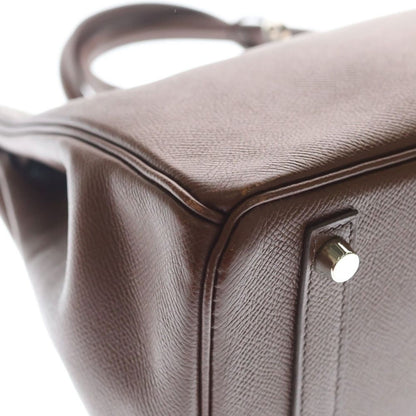 Hermes Birkin 30 Epsom Leather Handbag Silver Brown