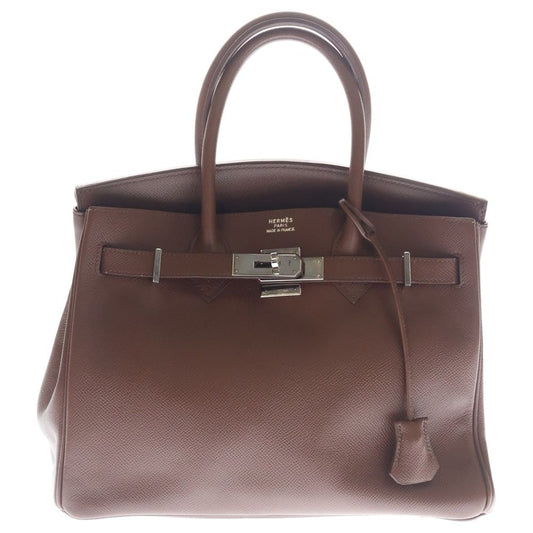 Hermes Birkin 30 Epsom Leather Handbag Silver Brown