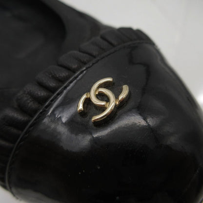 Chanel Ballet Shoes CC Logo Leather Frill Black