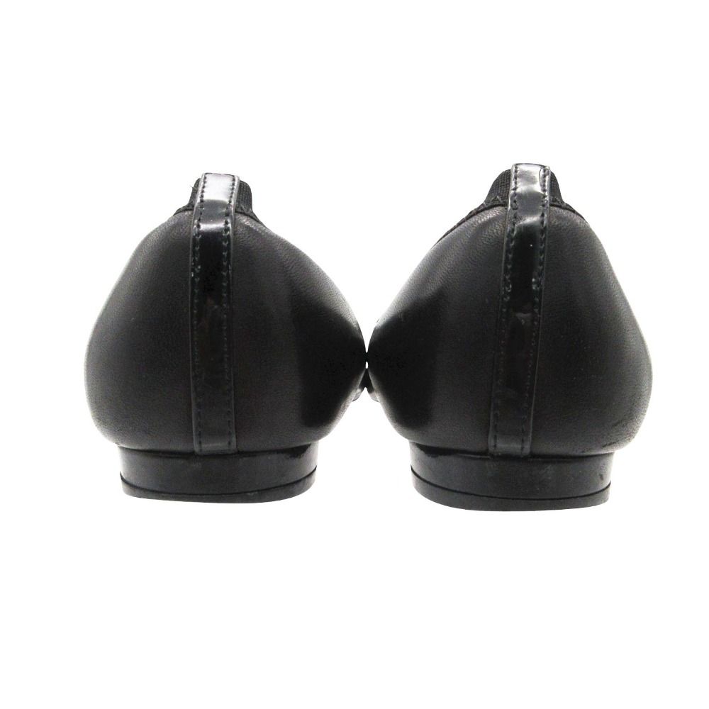 Chanel Ballet Shoes CC Logo Leather Frill Black