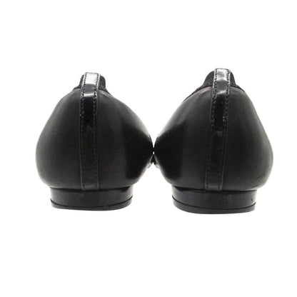 Chanel Ballet Shoes CC Logo Leather Frill Black