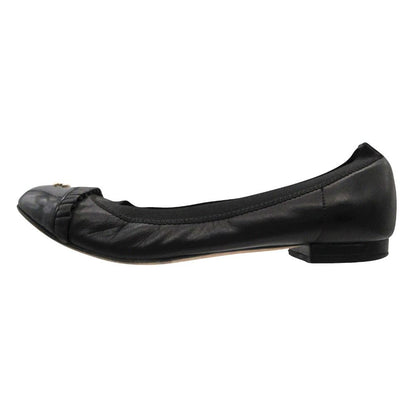 Chanel Ballet Shoes CC Logo Leather Frill Black