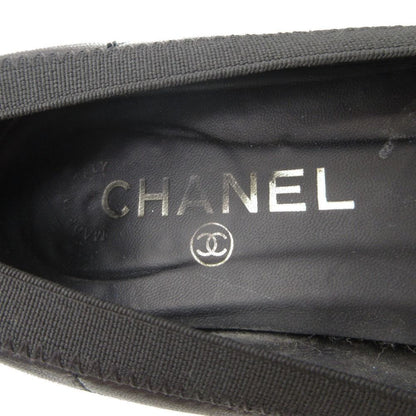 Chanel Ballet Shoes CC Logo Leather Frill Black