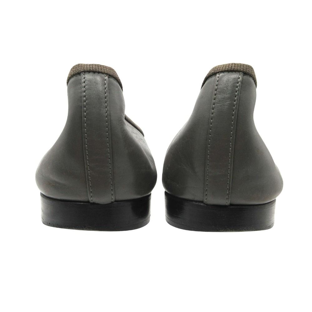 Chanel Ballet Shoes Leather CC Logo Flat Bicolor Gray