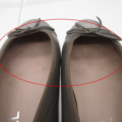 Chanel Ballet Shoes Leather CC Logo Flat Bicolor Gray