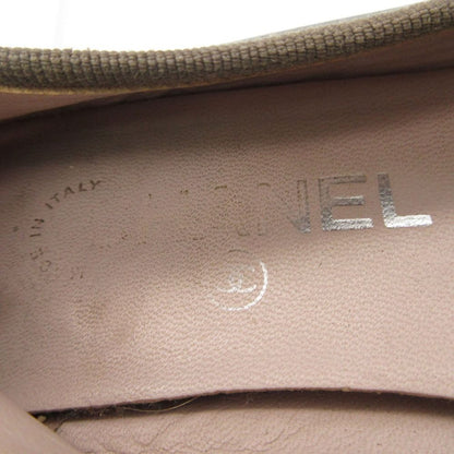 Chanel Ballet Shoes Leather CC Logo Flat Bicolor Gray