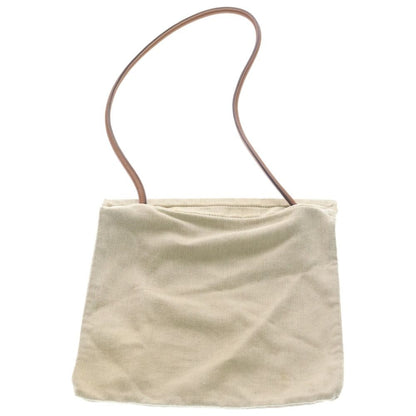 Hermes Sac Aline MM Front Logo Canvas Fabric Leather Shoulder Bag Beige