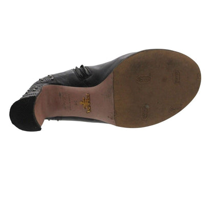 Prada Boots Cowhide Leather Studs Short Shoes Side Zip Black