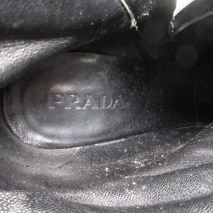 Prada Boots Cowhide Leather Studs Short Shoes Side Zip Black
