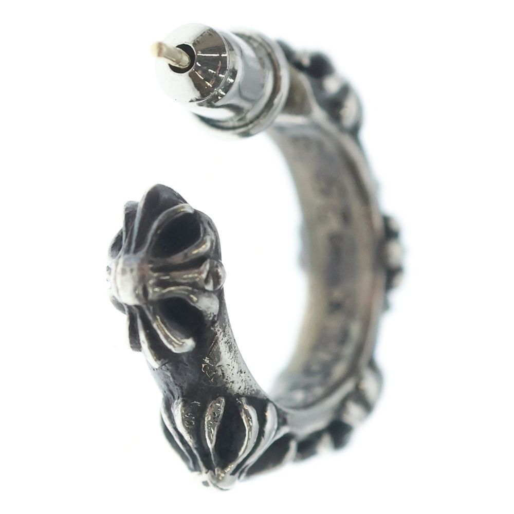 Chrome Hearts Hoop Cross Band Earrings Silver