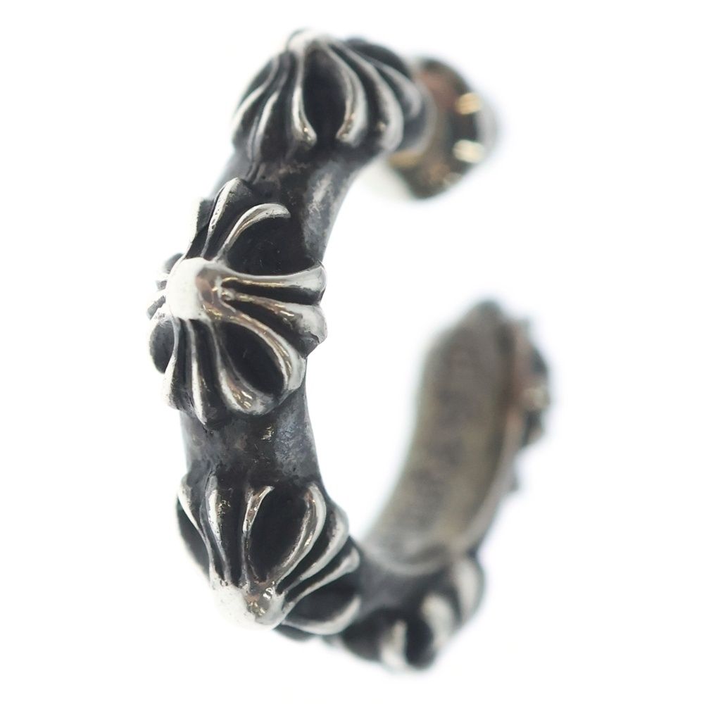 Chrome Hearts Hoop Cross Band Earrings Silver