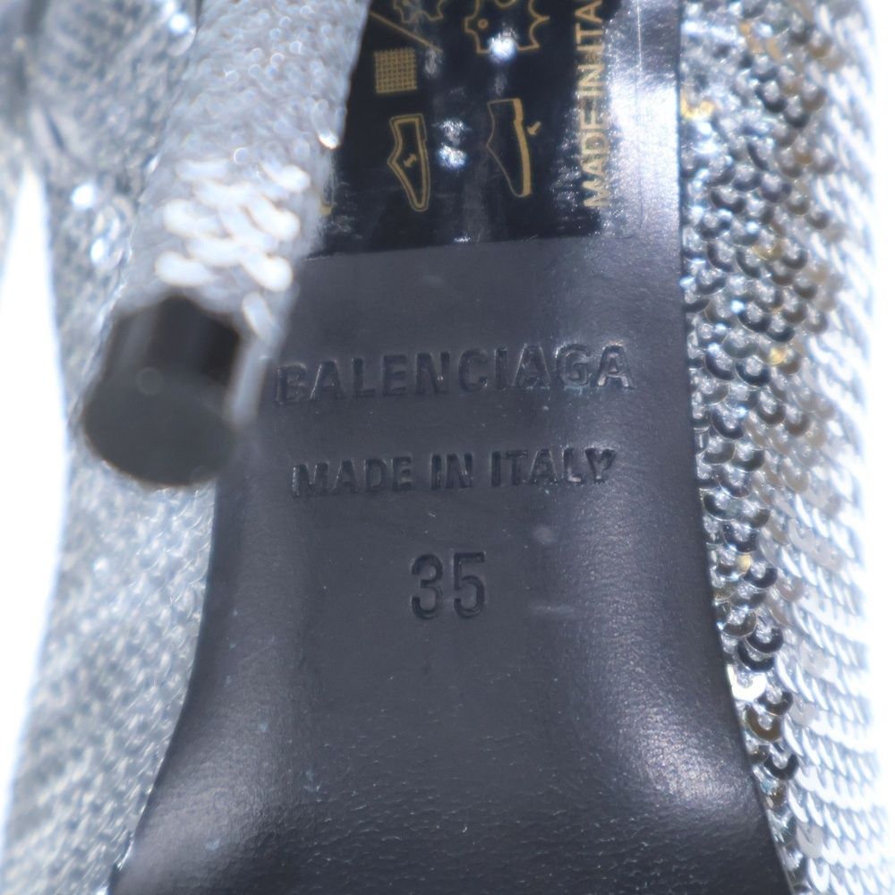 Balenciaga Knife Allover Logo 110 mm Over the Knee Boots in Silver High