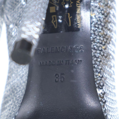 Balenciaga Knife Allover Logo 110 mm Over the Knee Boots in Silver High