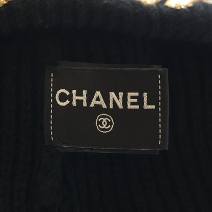 Chanel Sequin Logo Cashmere Knit Hat Black