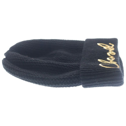 Chanel Sequin Logo Cashmere Knit Hat Black
