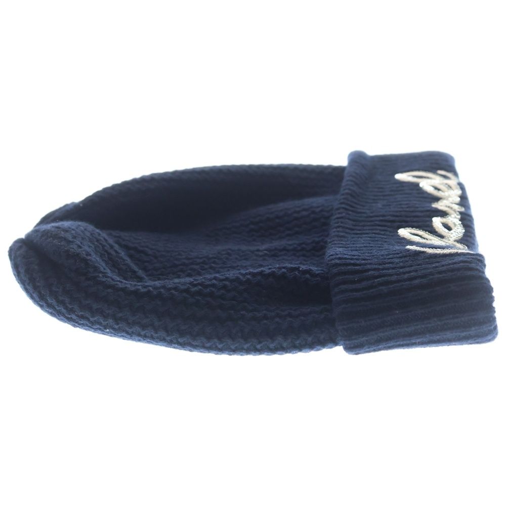 Chanel Sequin Logo Cashmere Knit Hat Navy