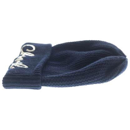 Chanel Sequin Logo Cashmere Knit Hat Navy