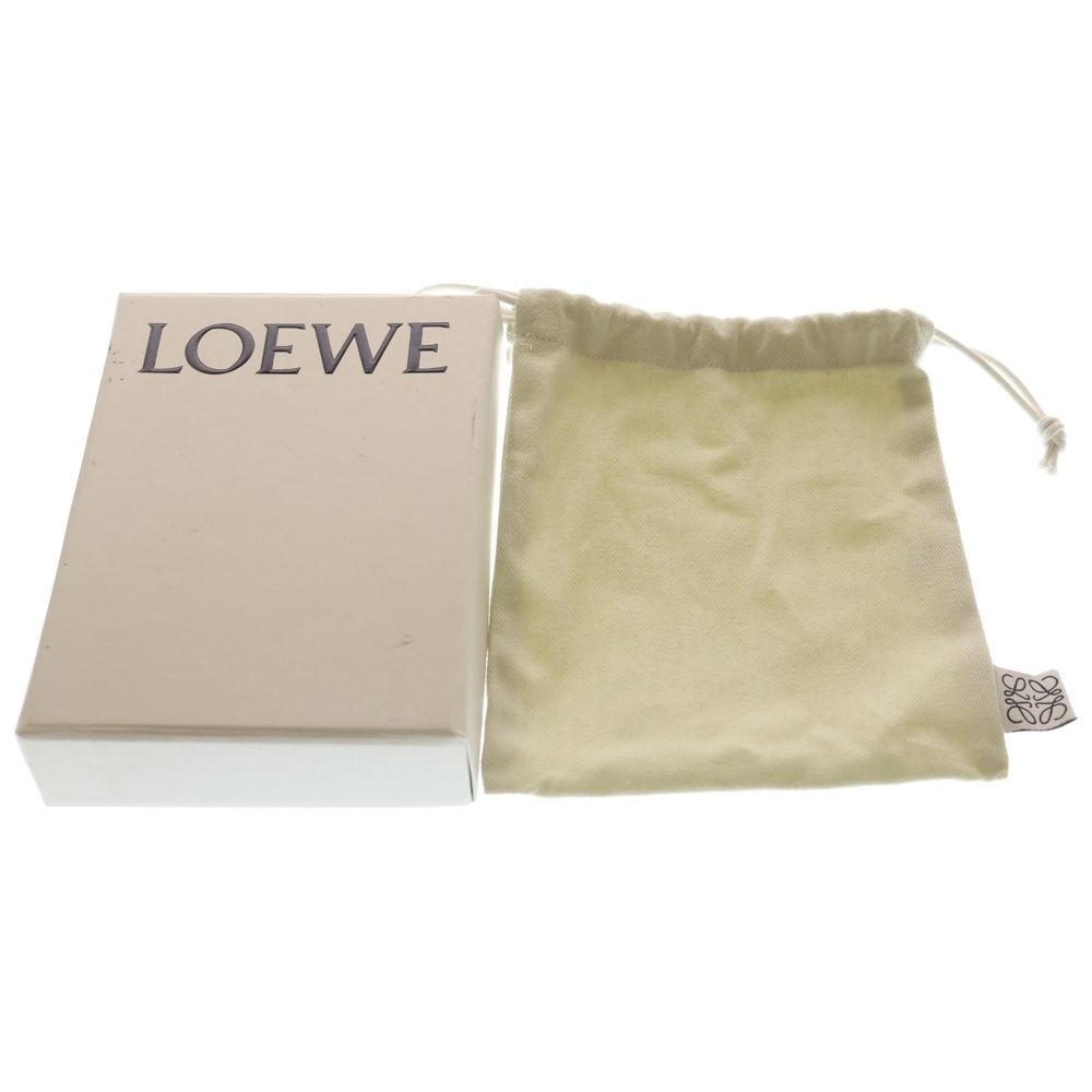 Loewe Anagram Logo Leather Trifold Compact Wallet Silver Beige