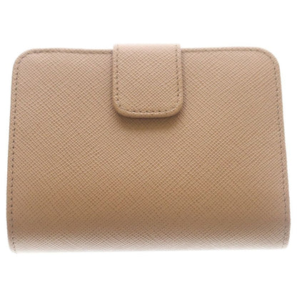 Prada Saffiano Compact Wallet Bifold Coin Case Leather Pink Beige Gold