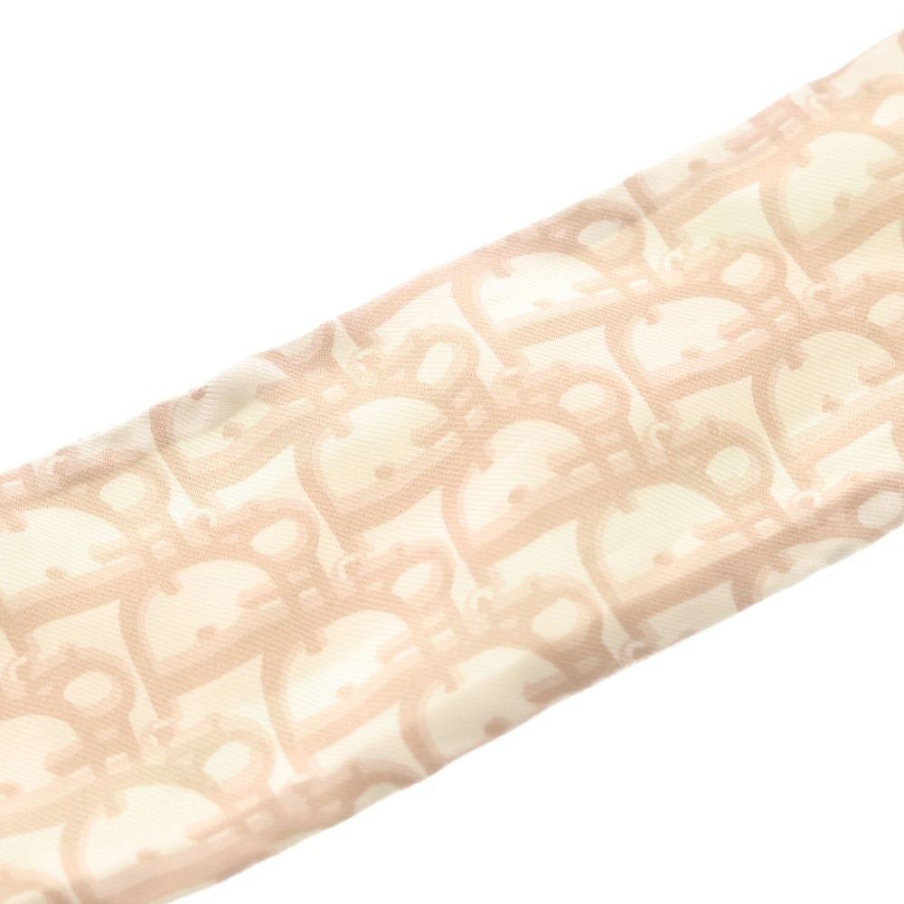 Dior Mitzah Logo Print Silk Scarf Pink Beige