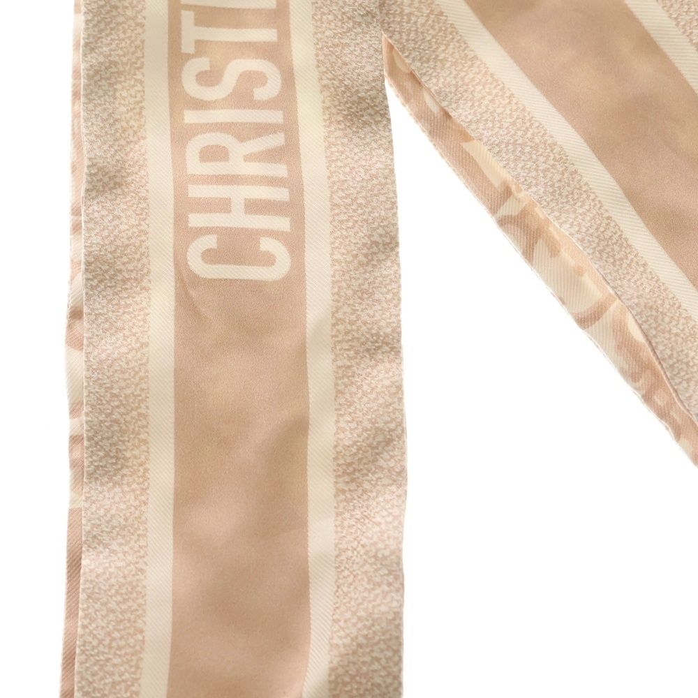 Dior Mitzah Logo Print Silk Scarf Pink Beige