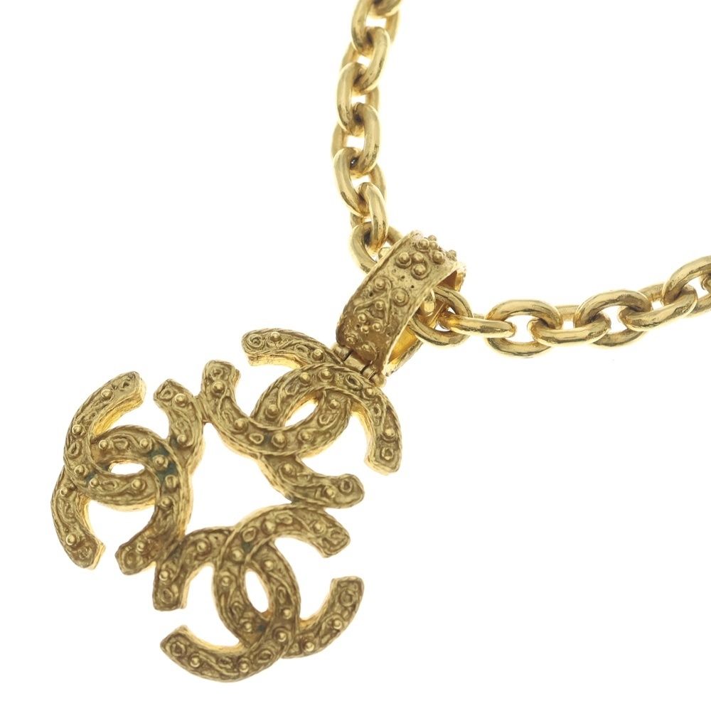 Chanel Triple CC Logo Chain Long Necklace Gold