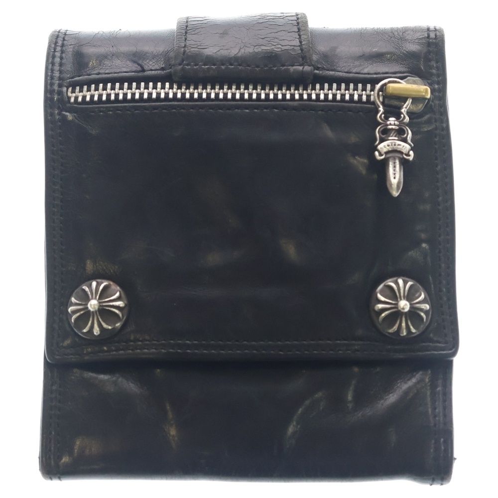 Chrome Hearts 3 Fold Wallet Large 3 Leather Black