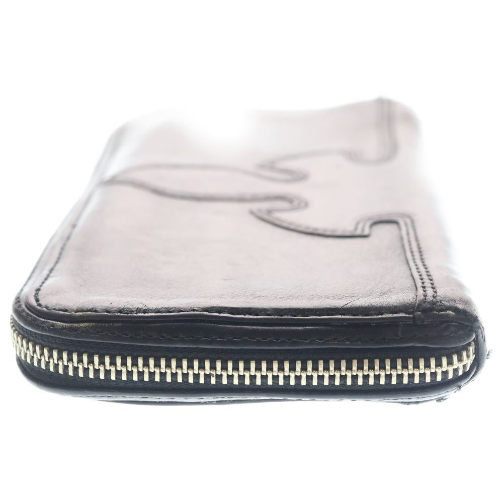 Chrome Hearts Rec Zip Double Funi Round Zip Leather Wallet Black