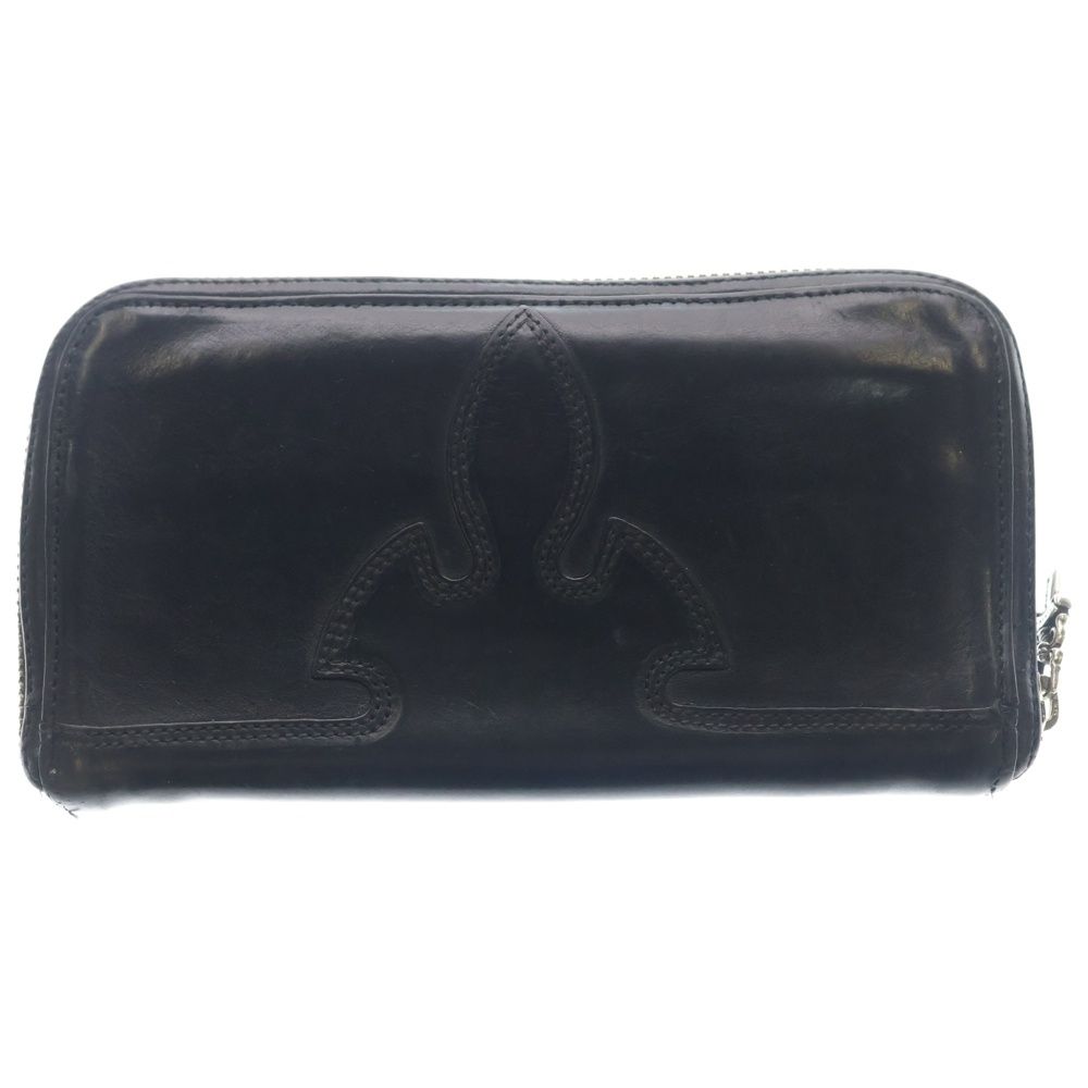 Chrome Hearts Rec Zip Double Funi Round Zip Leather Wallet Black
