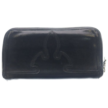 Chrome Hearts Rec Zip Double Funi Round Zip Leather Wallet Black