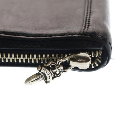 Chrome Hearts Rec Zip Double Funi Round Zip Leather Wallet Black