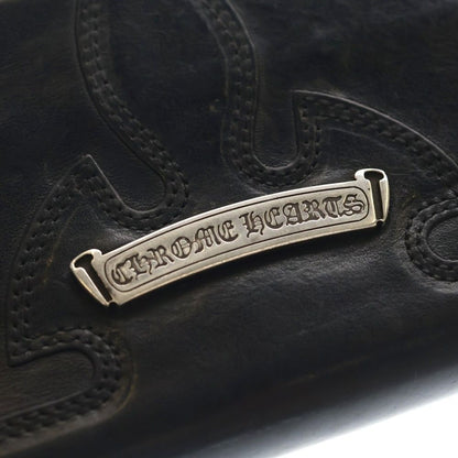 Chrome Hearts Rec Zip Double Funi Round Zip Leather Wallet Black