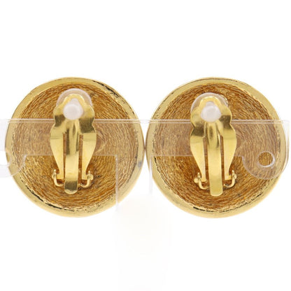 Chanel CC Logo Quilted Vintage Gold Plated Earrings