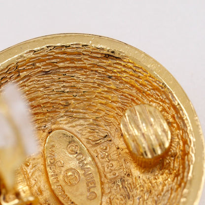 Chanel CC Logo Quilted Vintage Gold Plated Earrings