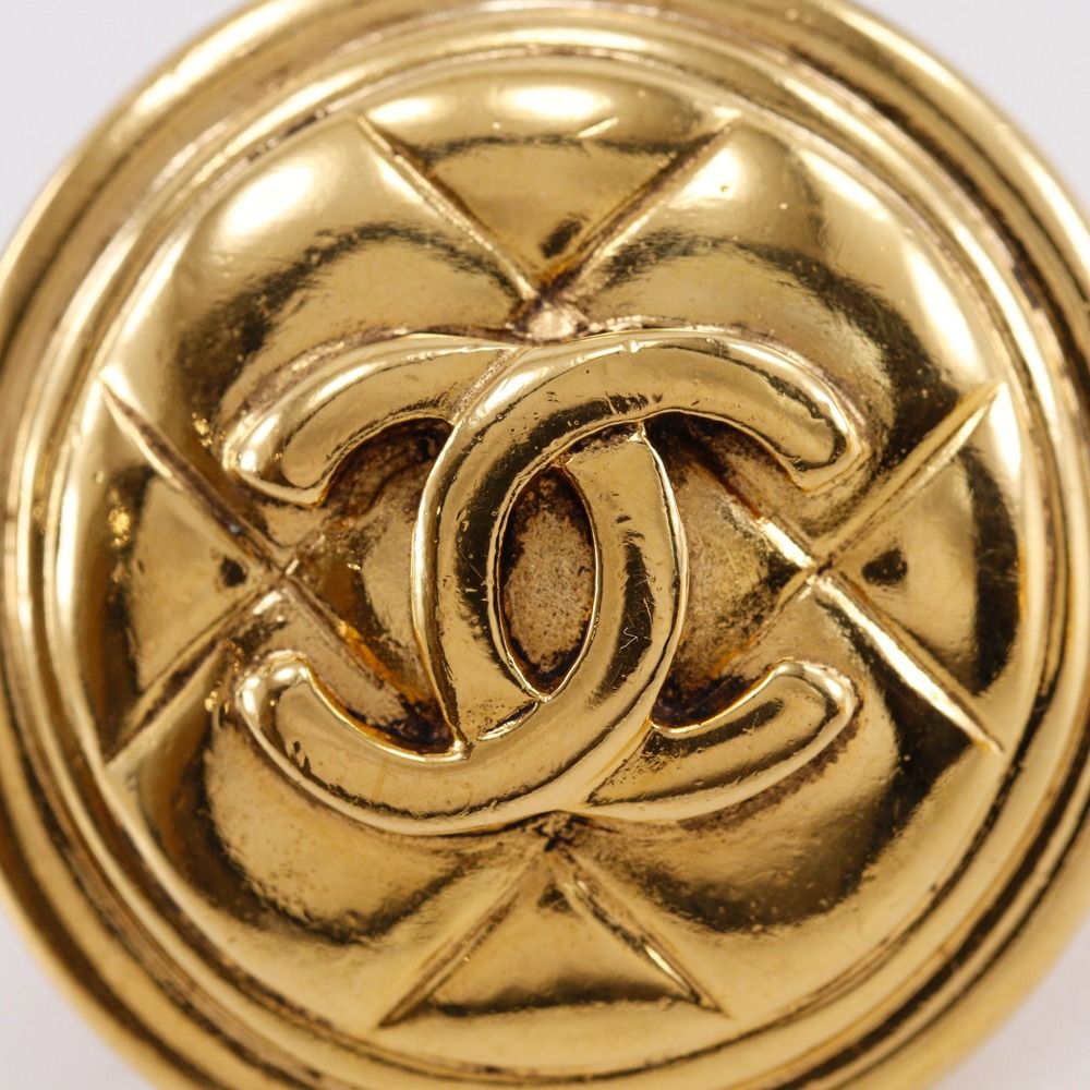 Chanel CC Logo Quilted Vintage Gold Plated Earrings