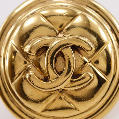 Chanel CC Logo Quilted Vintage Gold Plated Earrings