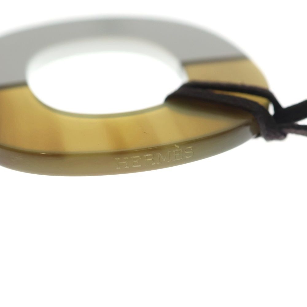 Hermes Ismu GM Necklace Pendant Buffalo Horn White Green