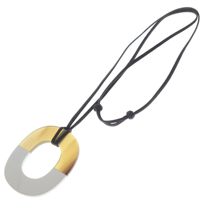 Hermes Ismu GM Necklace Pendant Buffalo Horn White Green