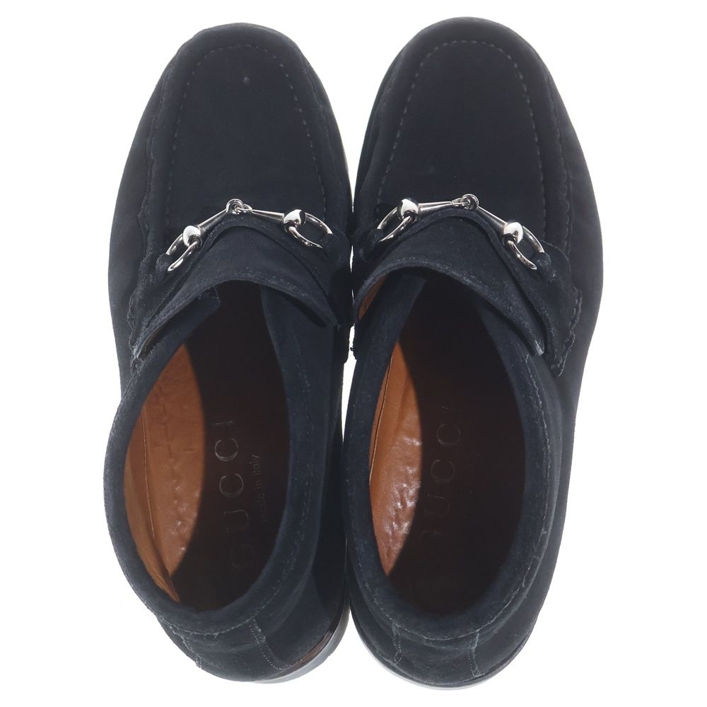 Gucci Suede Leather Horsebit Lace Up Chukka Boots Black