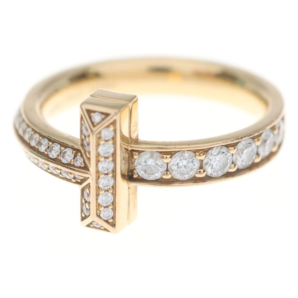 Tiffany & Co T One Ha Fueternity Diamond Ring Pink Gold 18k