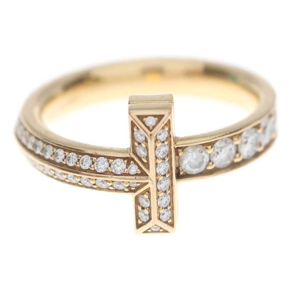 Tiffany & Co T One Ha Fueternity Diamond Ring Pink Gold 18k